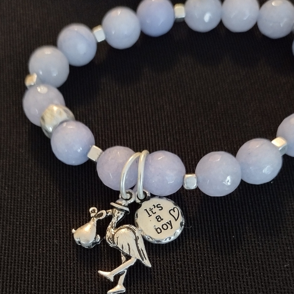 3/$21 Blue 💙 Glass Beaded Bracelet  It's A Boy Charm Gender Reveal